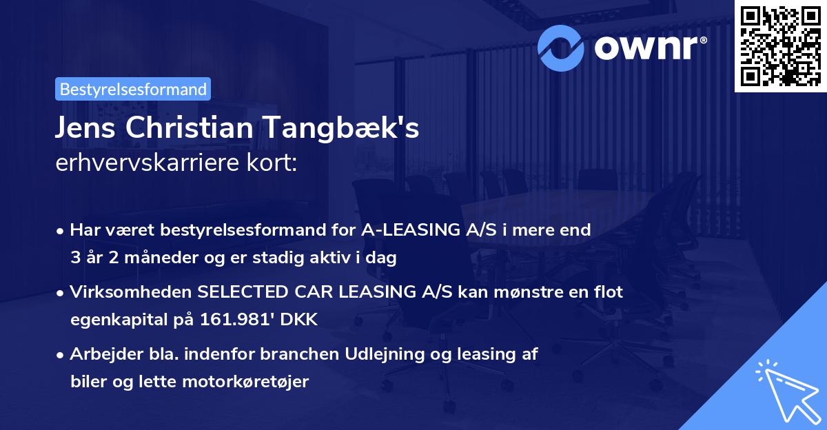 Jens Christian Tangbæk's erhvervskarriere kort