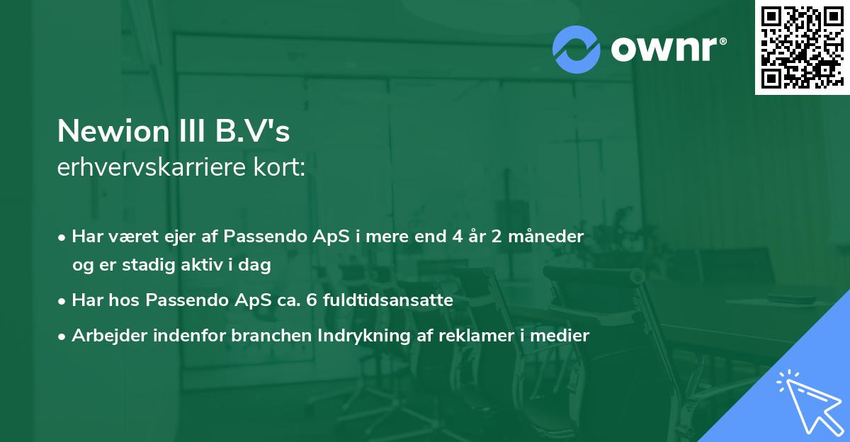 Newion III B.V's erhvervskarriere kort