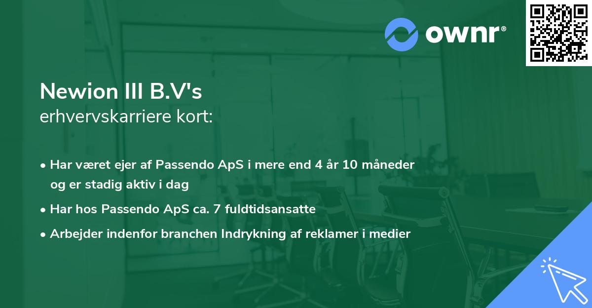 Newion III B.V's erhvervskarriere kort