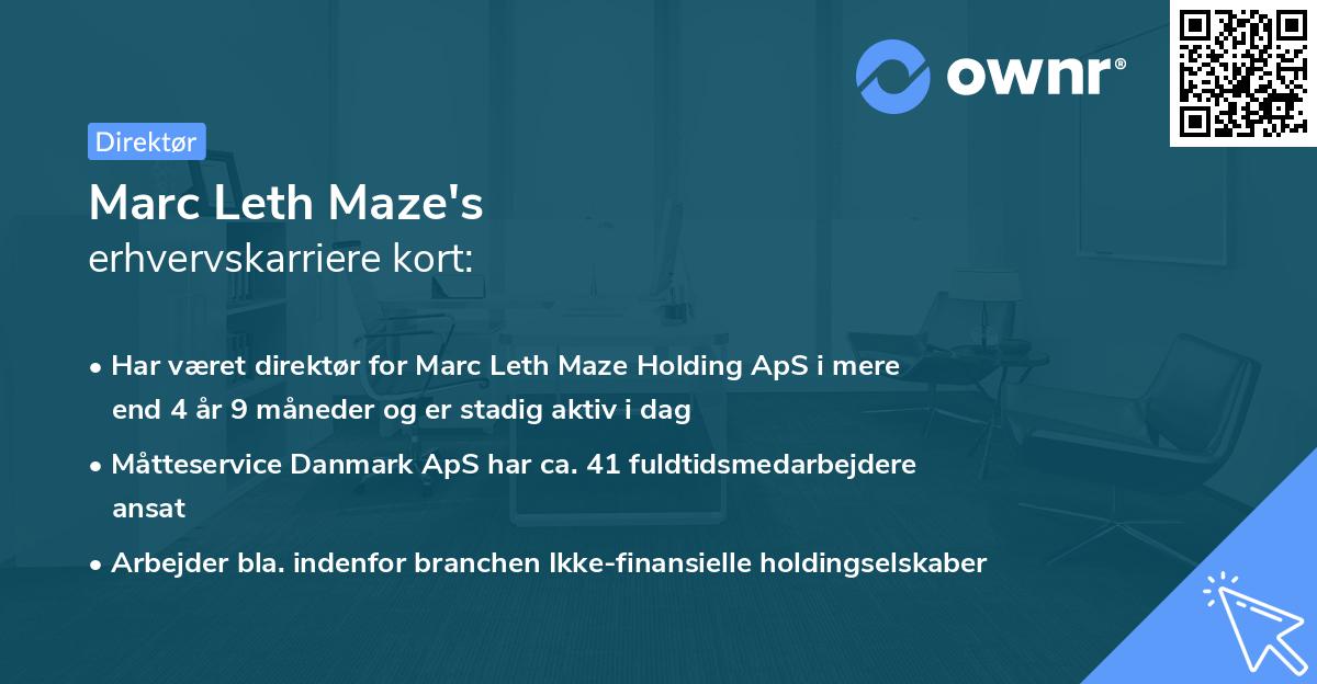 Marc Leth Maze's erhvervskarriere kort