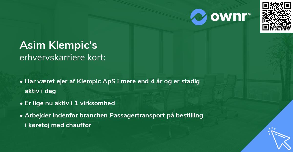 Asim Klempic's erhvervskarriere kort