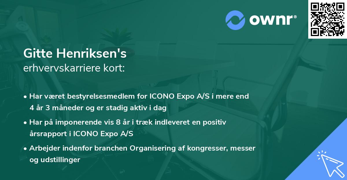 Gitte Henriksen's erhvervskarriere kort