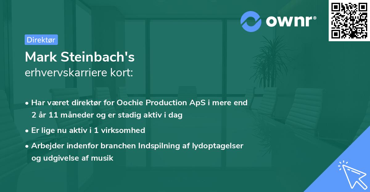 Mark Steinbach's erhvervskarriere kort