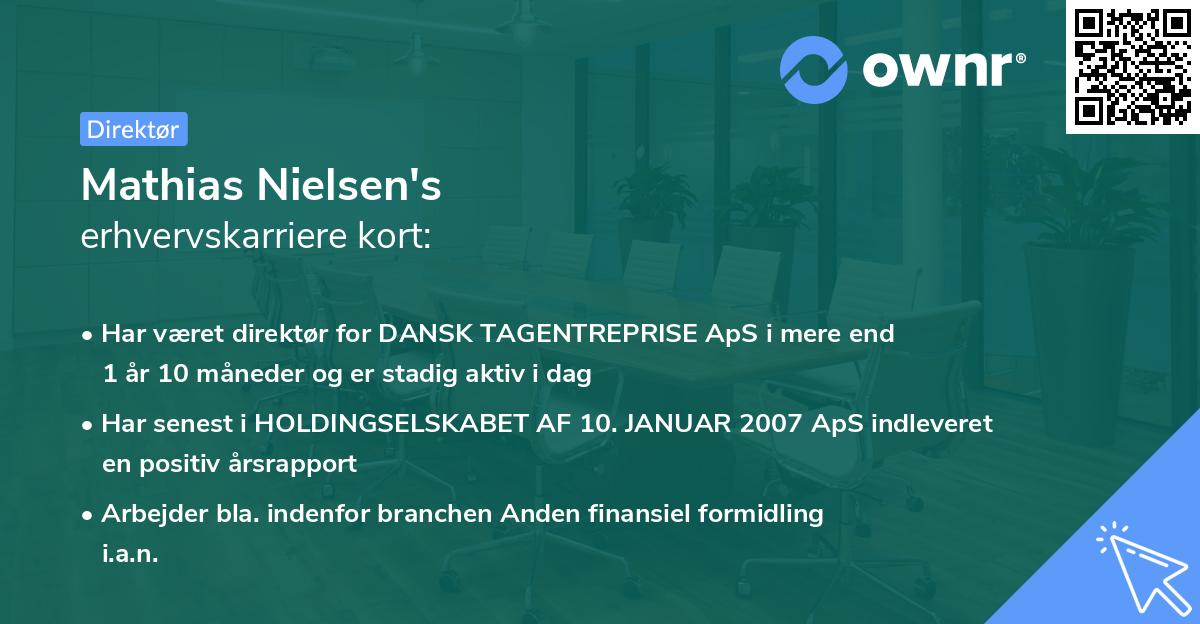 Mathias Nielsen's erhvervskarriere kort