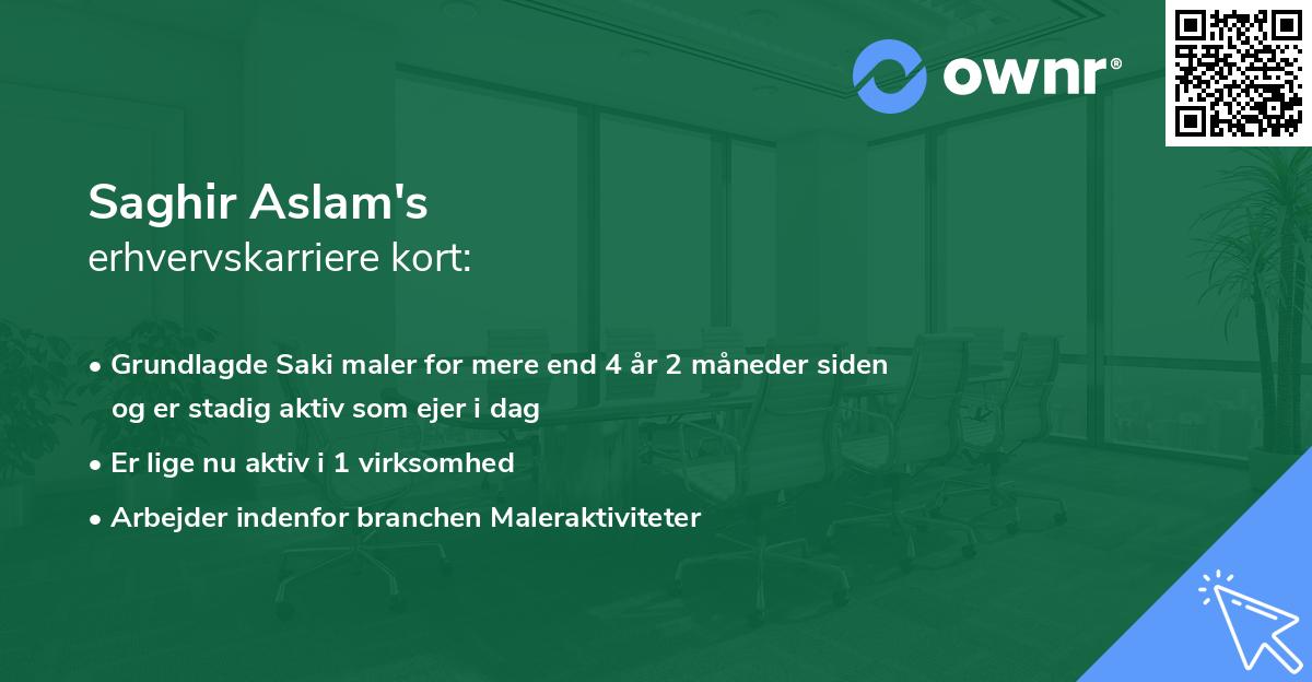 Saghir Aslam's erhvervskarriere kort