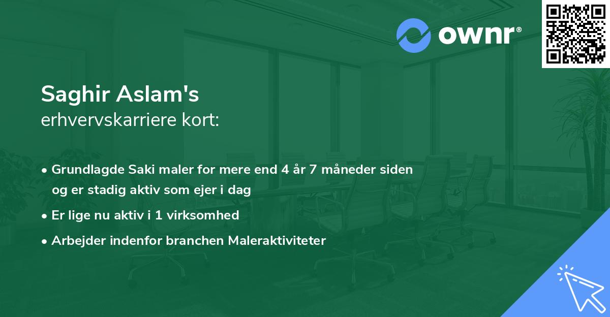 Saghir Aslam's erhvervskarriere kort