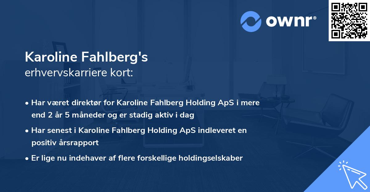 Karoline Fahlberg's erhvervskarriere kort