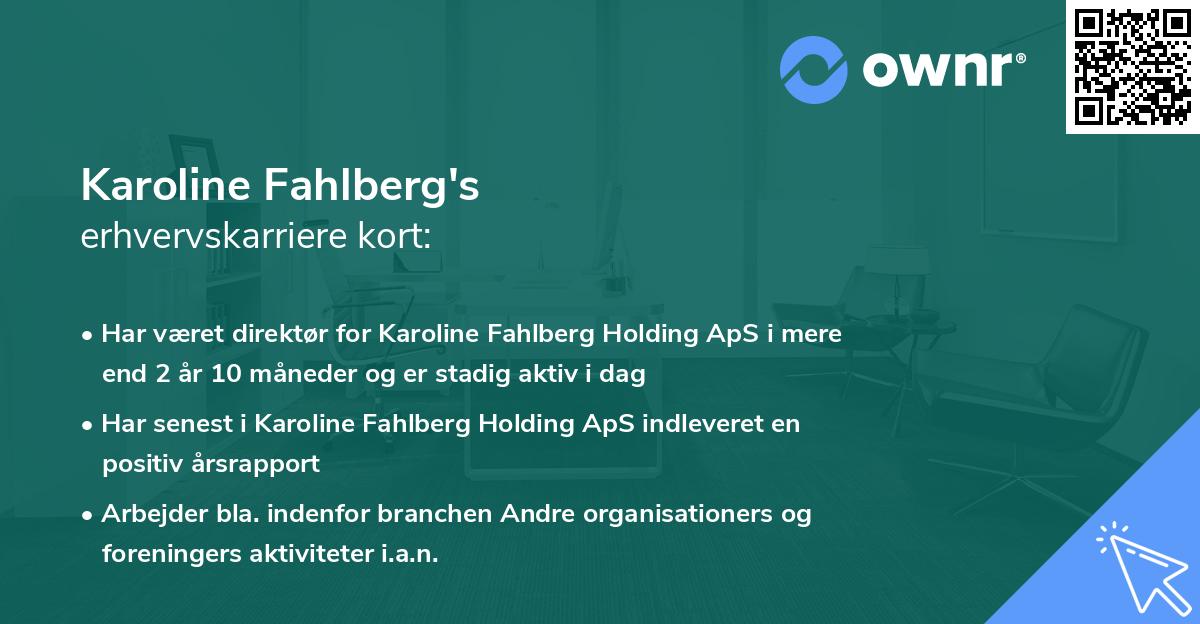 Karoline Fahlberg's erhvervskarriere kort