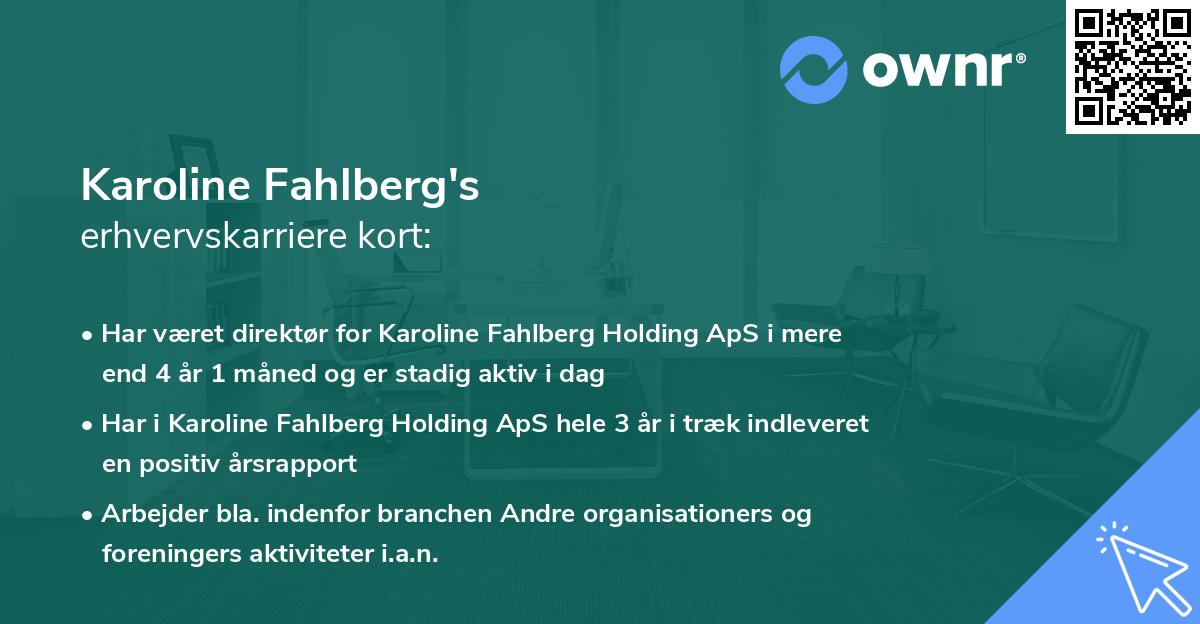 Karoline Fahlberg's erhvervskarriere kort
