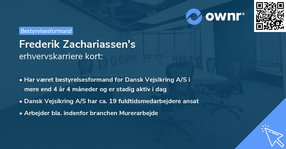 Frederik Zachariassen's erhvervskarriere kort