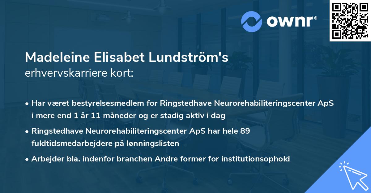 Madeleine Elisabet Lundström's erhvervskarriere kort