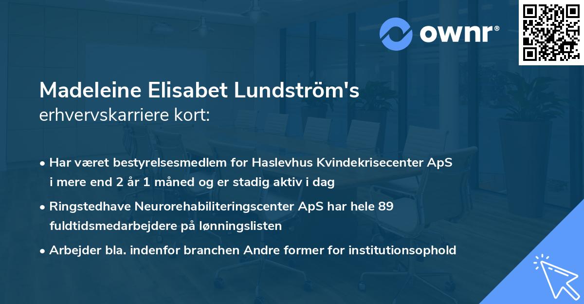 Madeleine Elisabet Lundström's erhvervskarriere kort