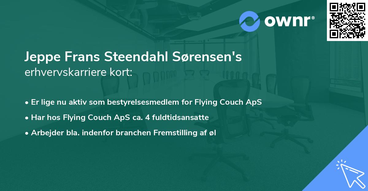 Jeppe Frans Steendahl Sørensen's erhvervskarriere kort