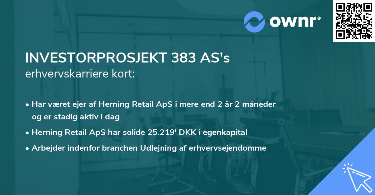 INVESTORPROSJEKT 383 AS's erhvervskarriere kort