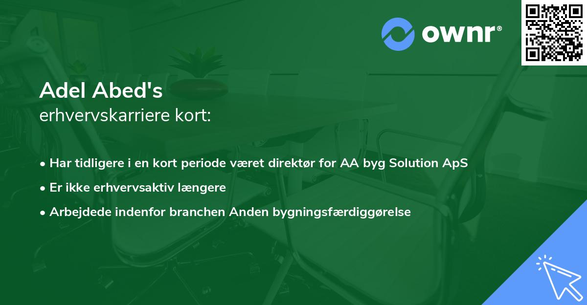 Adel Abed's erhvervskarriere kort