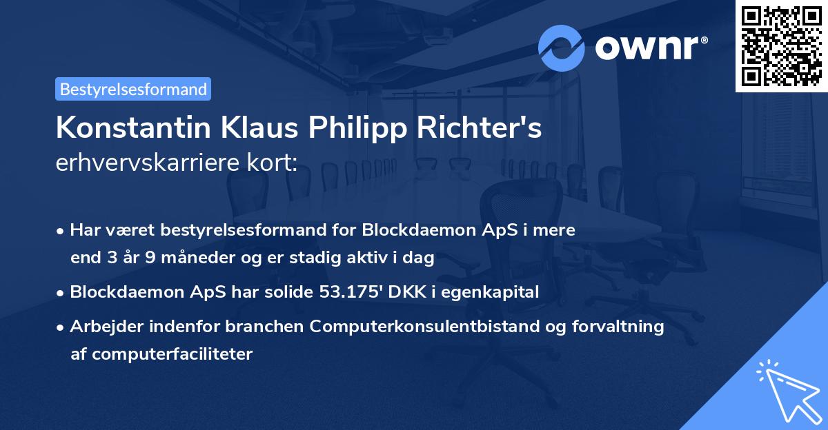 Konstantin Klaus Philipp Richter's erhvervskarriere kort