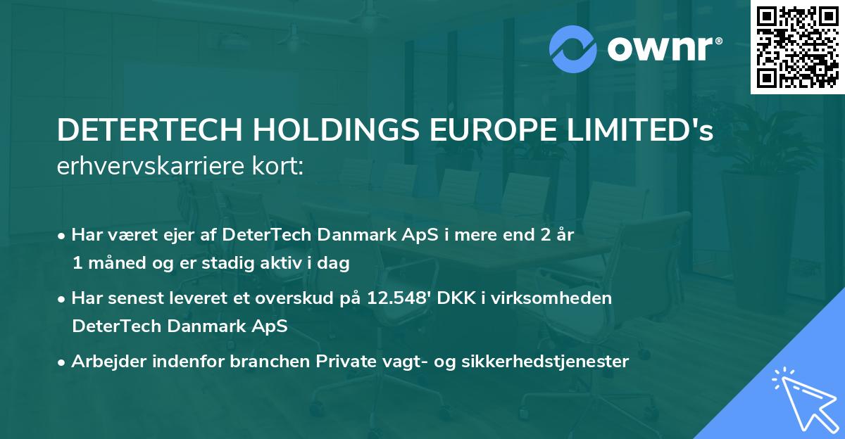 DETERTECH HOLDINGS EUROPE LIMITED's erhvervskarriere kort