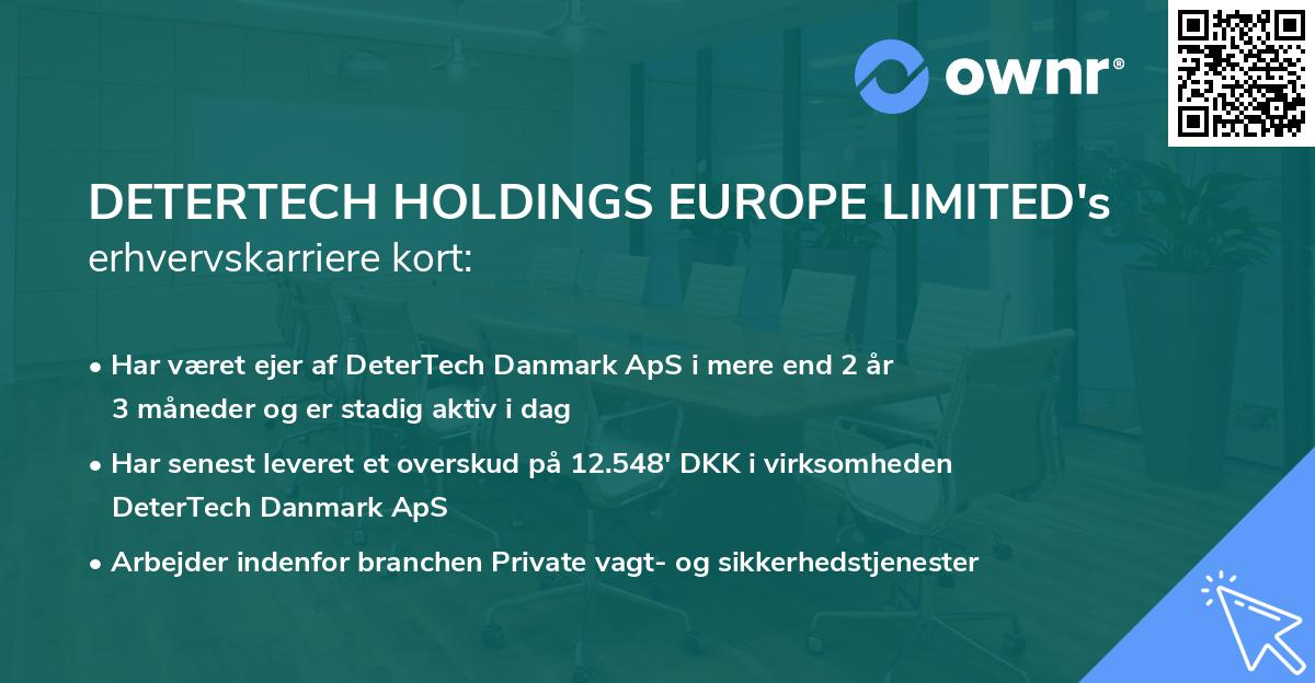 DETERTECH HOLDINGS EUROPE LIMITED's erhvervskarriere kort