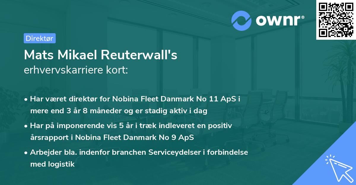 Mats Mikael Reuterwall's erhvervskarriere kort