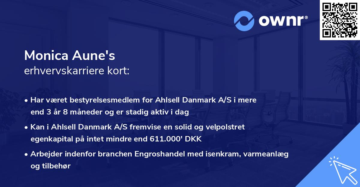 Monica Aune's erhvervskarriere kort