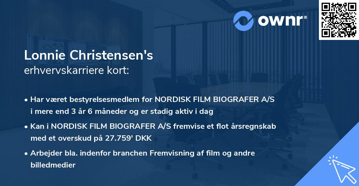 Lonnie Christensen's erhvervskarriere kort