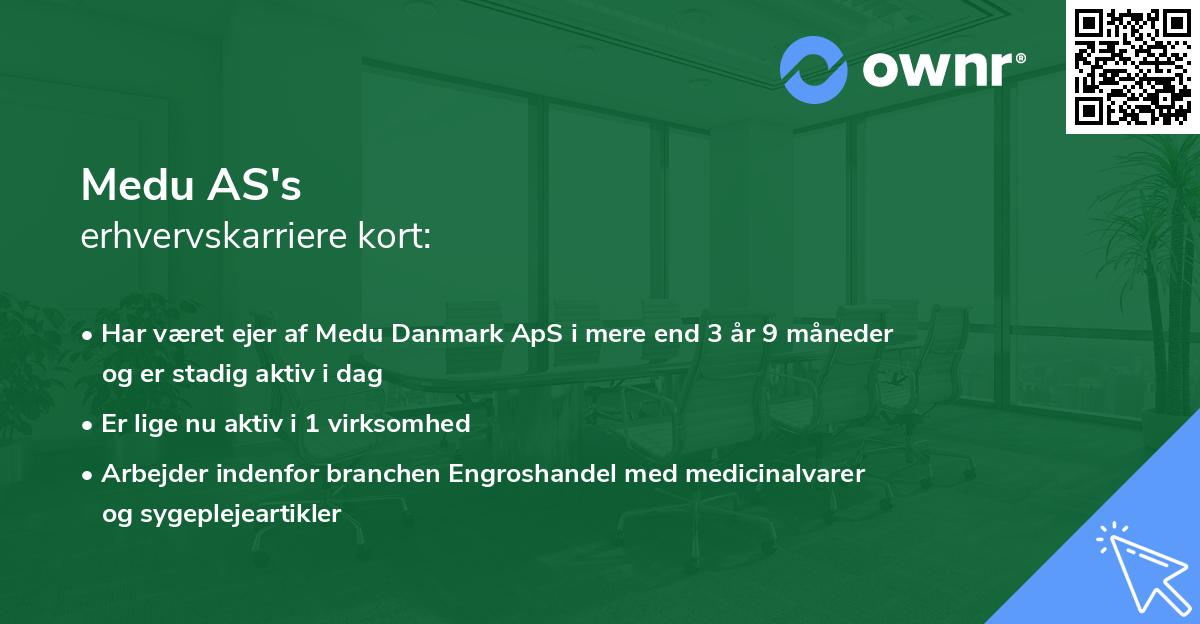 Medu AS's erhvervskarriere kort