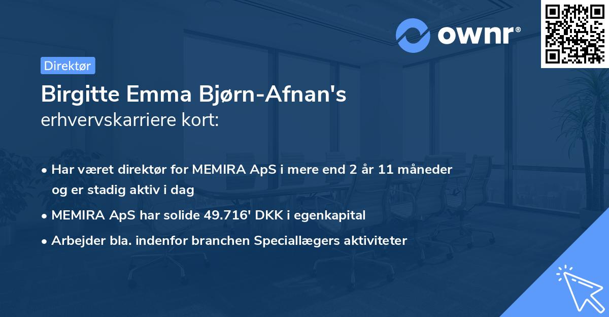 Birgitte Emma Bjørn-Afnan's erhvervskarriere kort