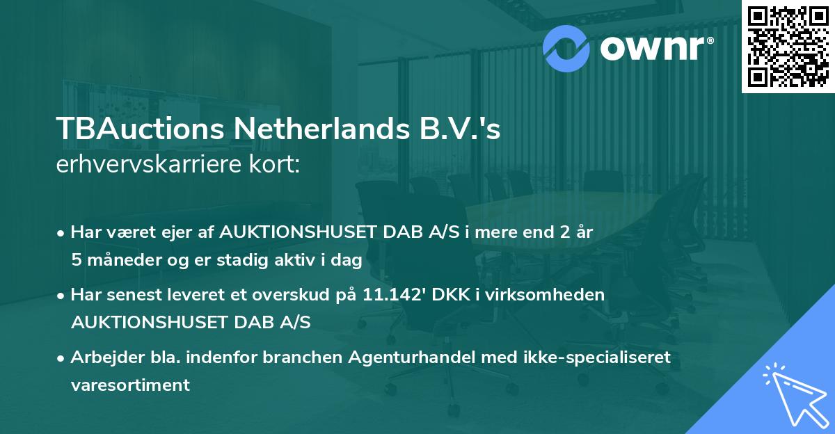 TBAuctions Netherlands B.V.'s erhvervskarriere kort