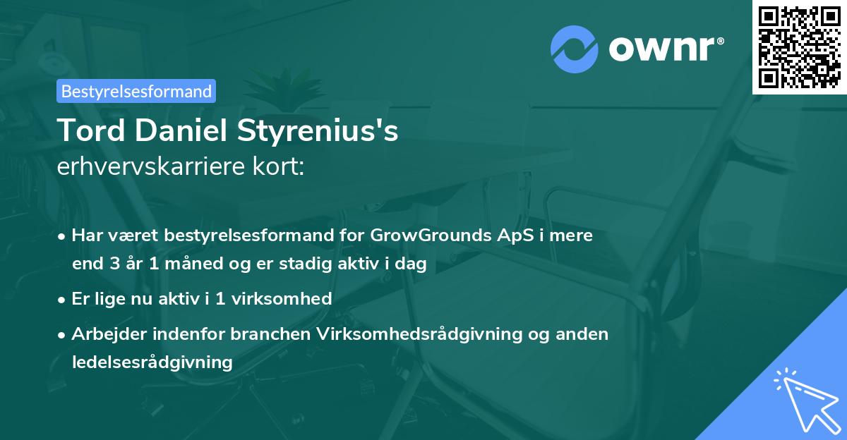 Tord Daniel Styrenius's erhvervskarriere kort