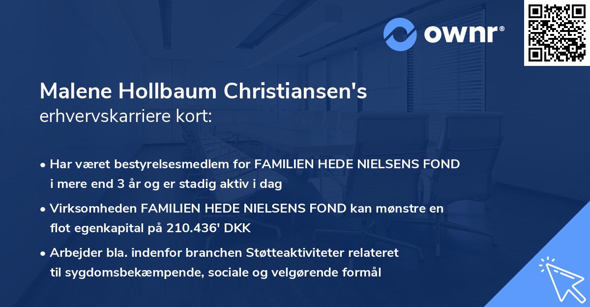 Malene Hollbaum Christiansen's erhvervskarriere kort