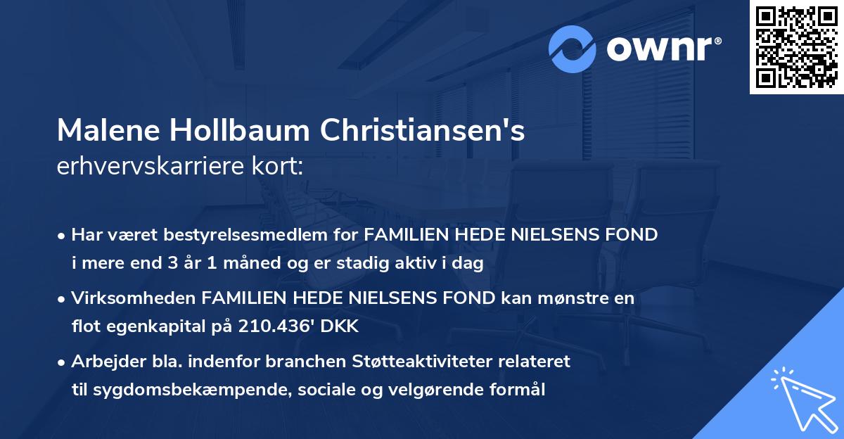 Malene Hollbaum Christiansen's erhvervskarriere kort