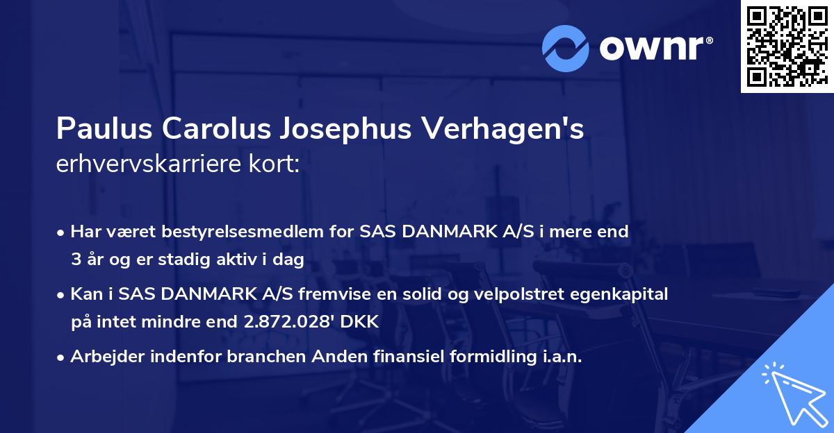 Paulus Carolus Josephus Verhagen's erhvervskarriere kort