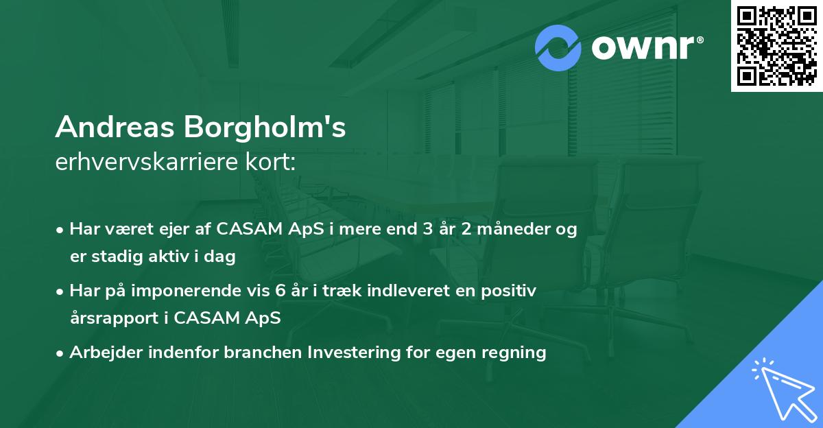 Andreas Borgholm's erhvervskarriere kort