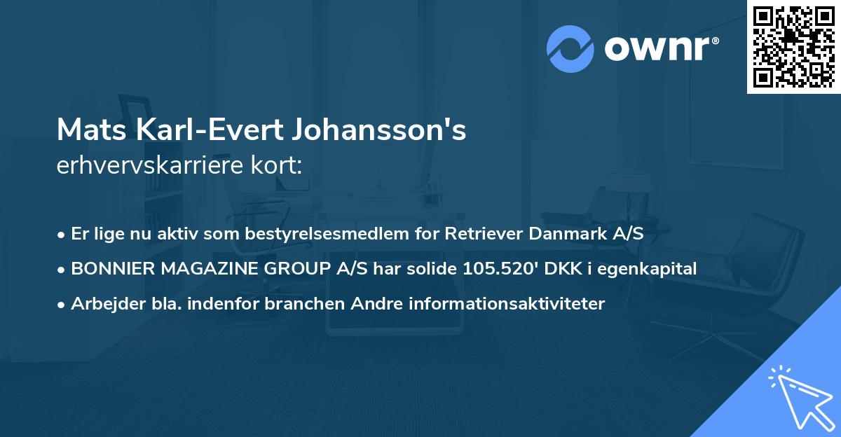 Mats Karl-Evert Johansson's erhvervskarriere kort