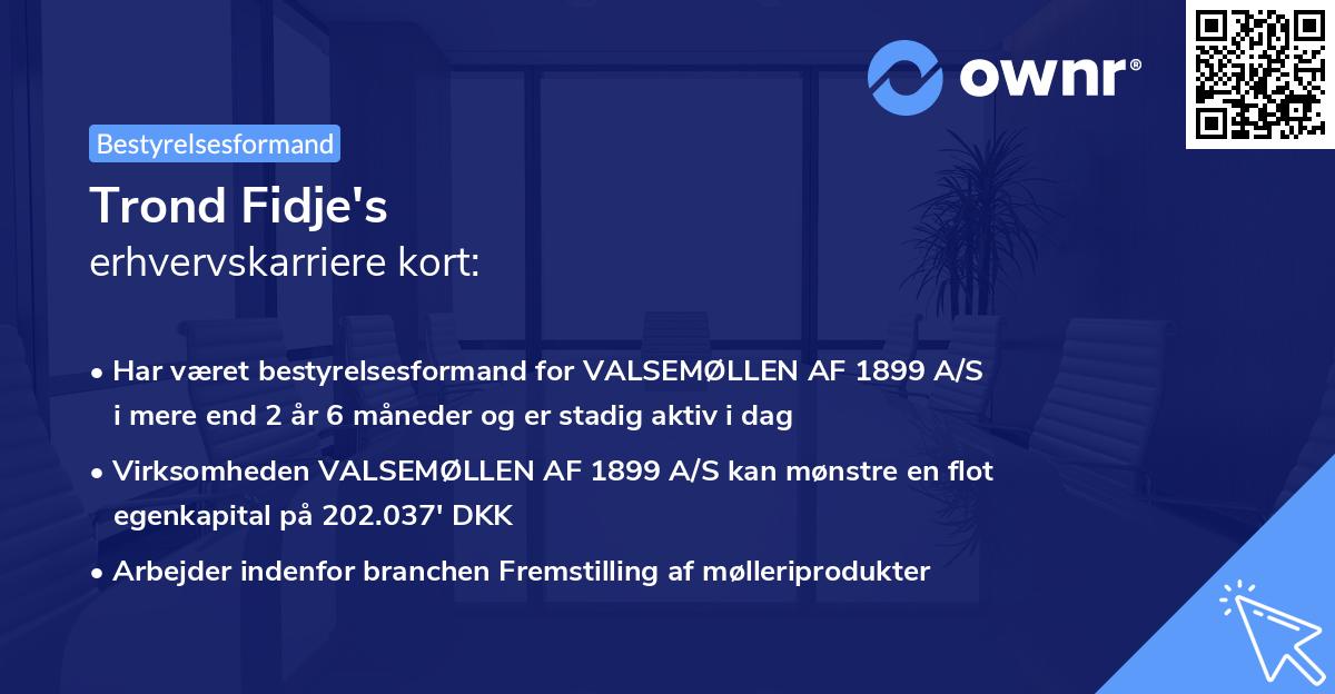 Trond Fidje's erhvervskarriere kort