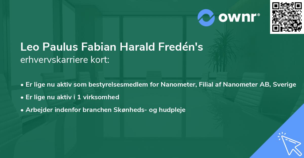 Leo Paulus Fabian Harald Fredén's erhvervskarriere kort