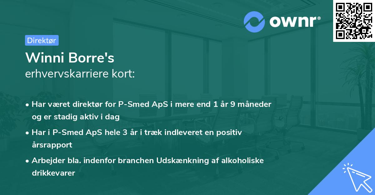 Winni Borre's erhvervskarriere kort