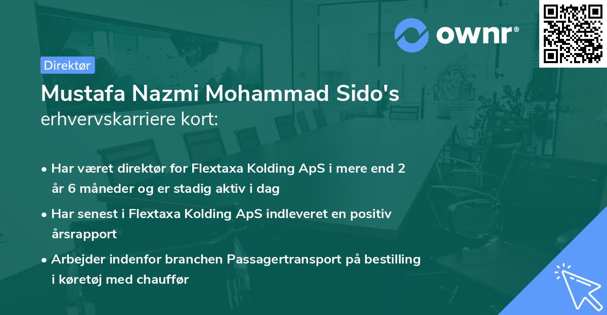 Mustafa Nazmi Mohammad Sido's erhvervskarriere kort