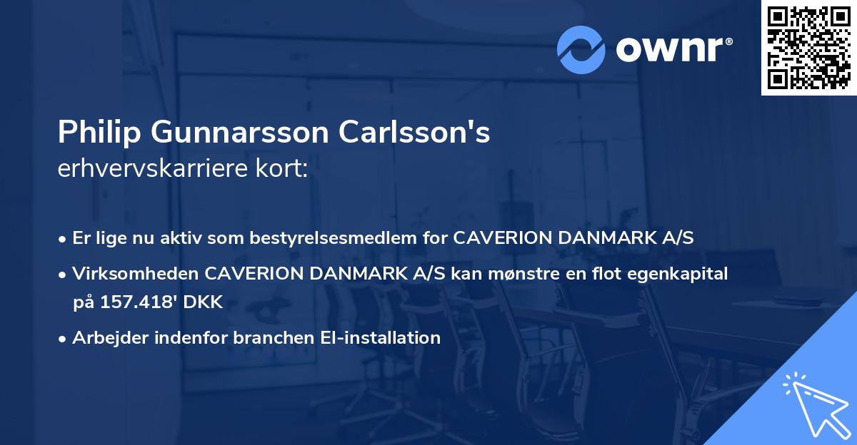 Philip Gunnarsson Carlsson's erhvervskarriere kort