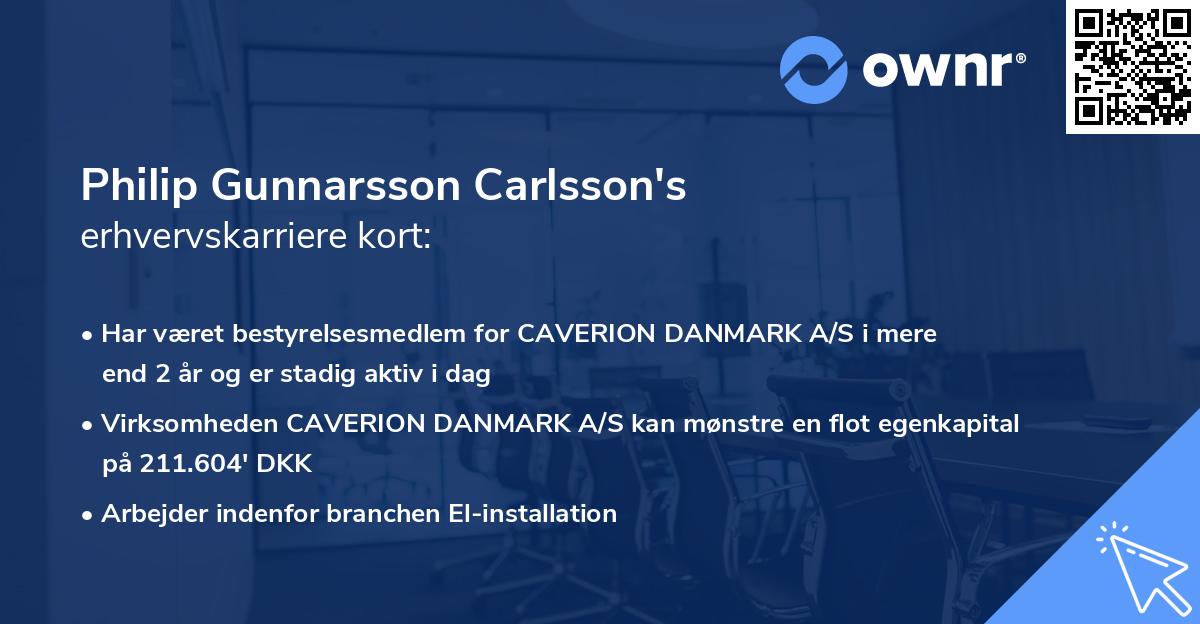 Philip Gunnarsson Carlsson's erhvervskarriere kort