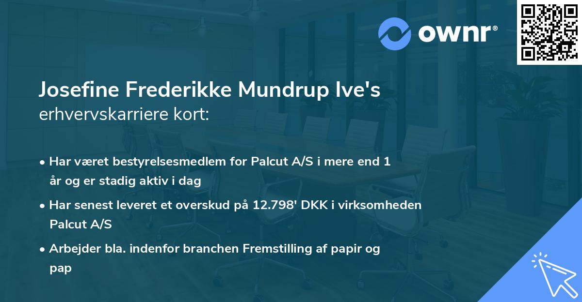 Josefine Frederikke Mundrup Ive's erhvervskarriere kort