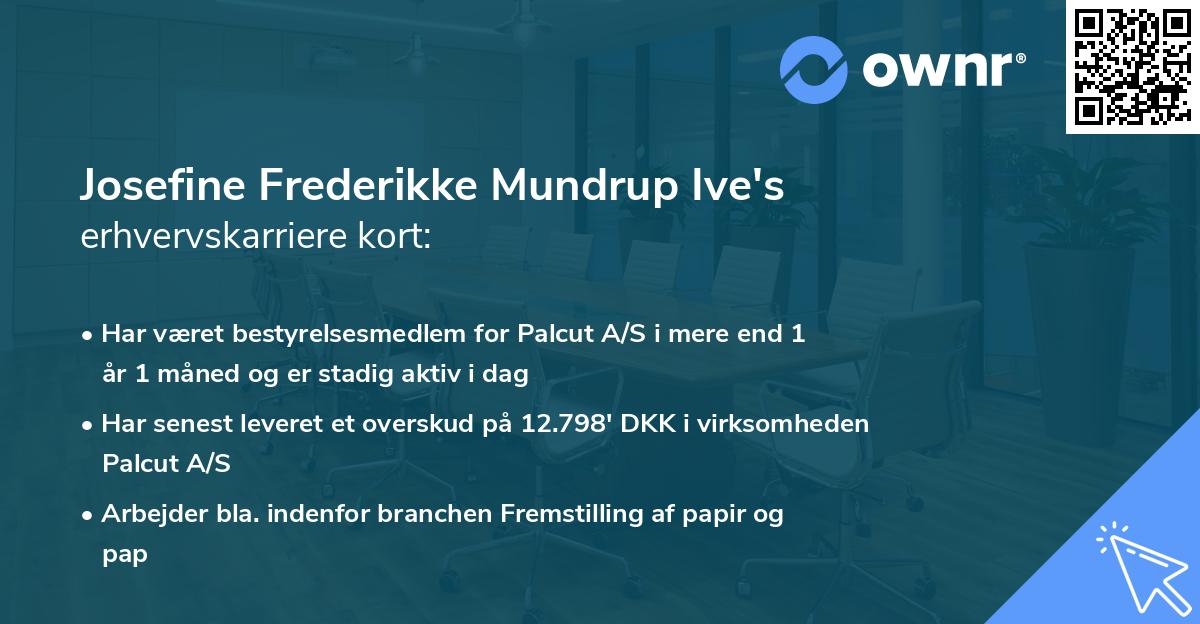 Josefine Frederikke Mundrup Ive's erhvervskarriere kort