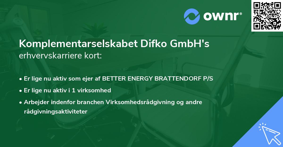 Komplementarselskabet Difko GmbH's erhvervskarriere kort