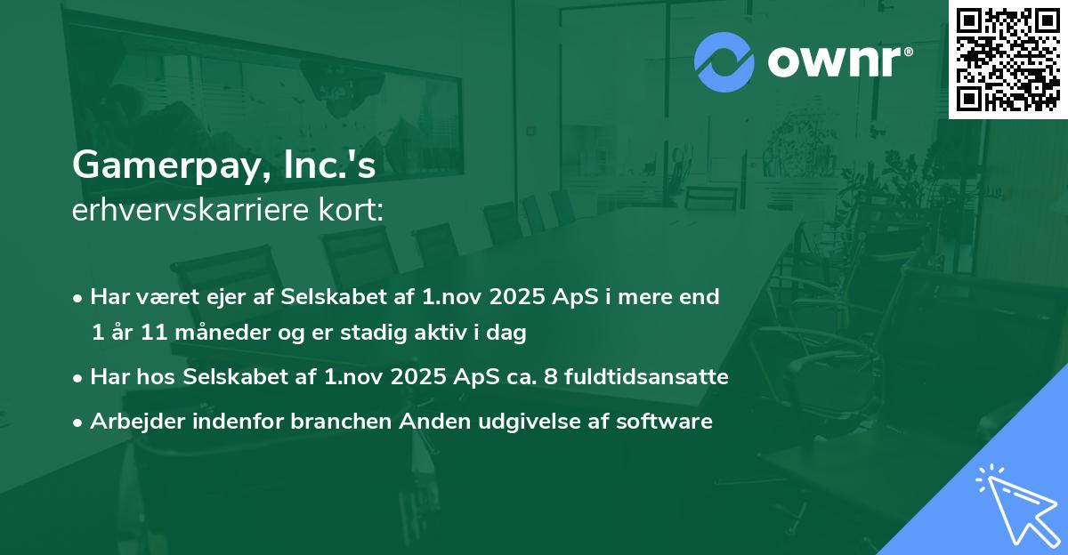 Gamerpay, Inc.'s erhvervskarriere kort
