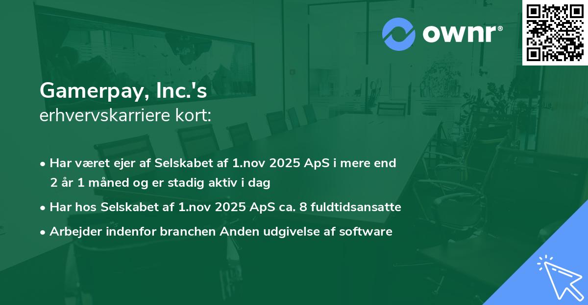 Gamerpay, Inc.'s erhvervskarriere kort
