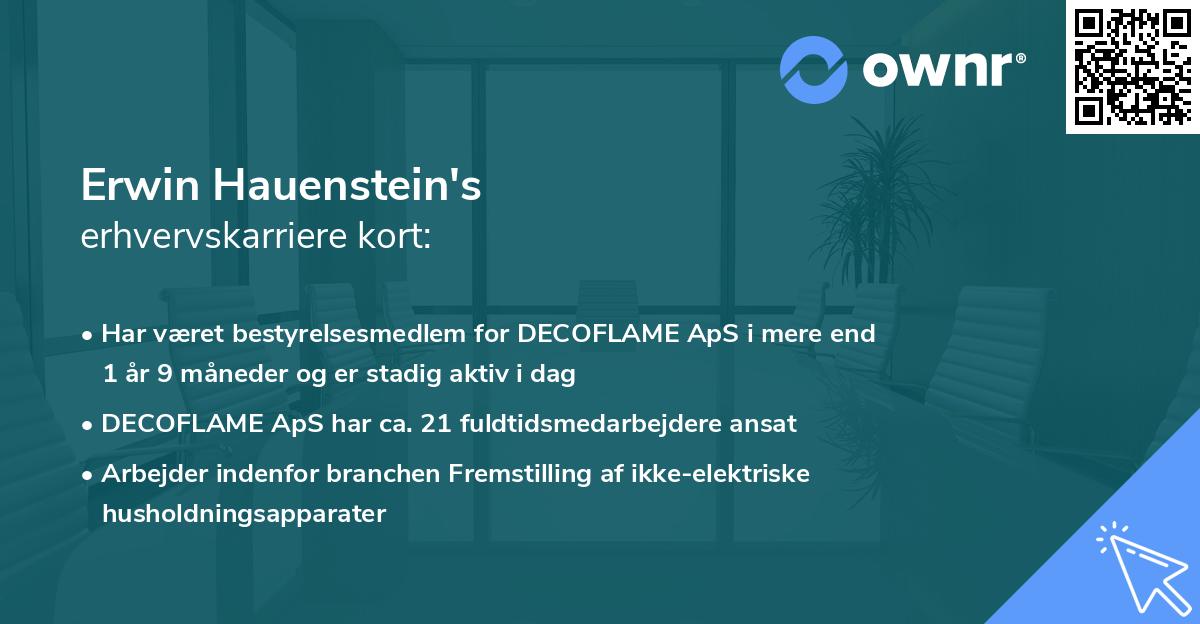 Erwin Hauenstein's erhvervskarriere kort