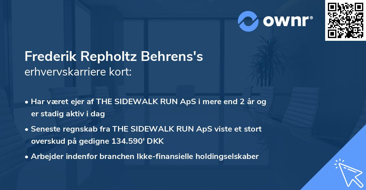 Frederik Repholtz Behrens's erhvervskarriere kort