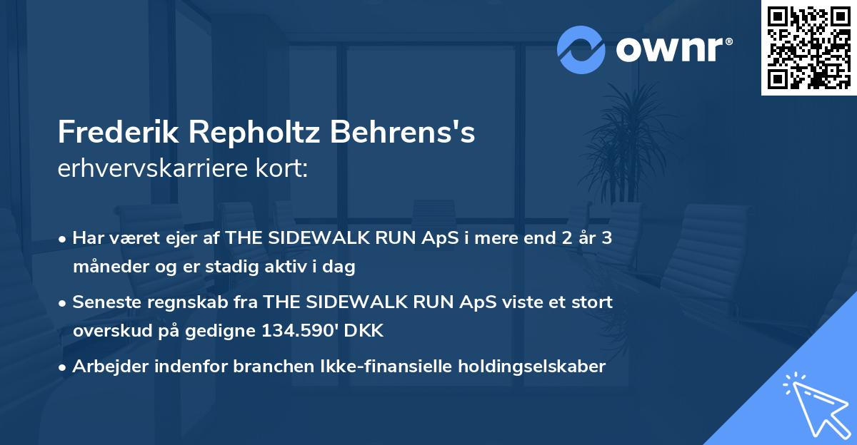 Frederik Repholtz Behrens's erhvervskarriere kort
