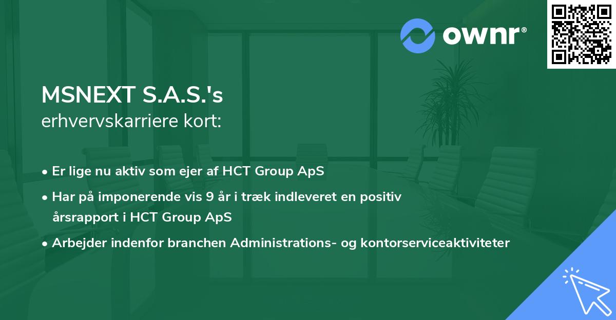 MSNEXT S.A.S.'s erhvervskarriere kort