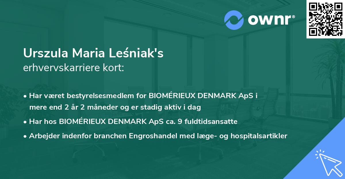Urszula Maria Leśniak's erhvervskarriere kort